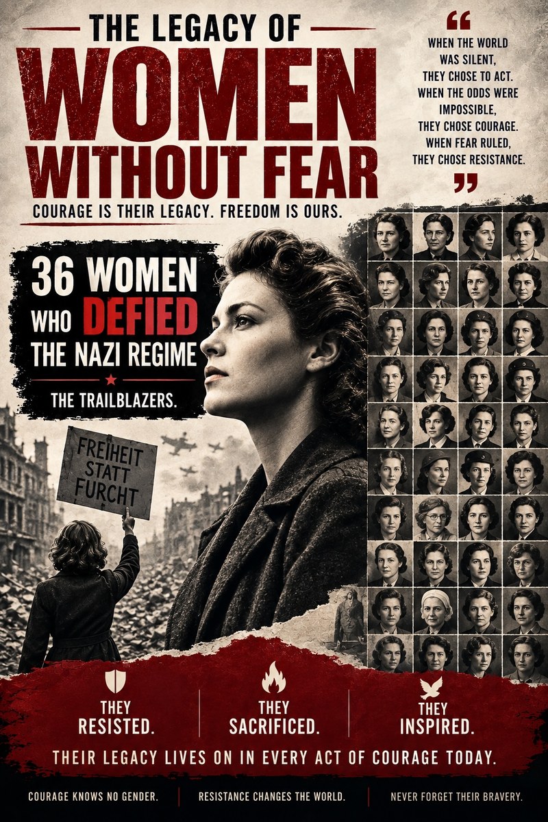 The Legacy of Women Without Fear — 36 women who defied the Nazi regime; cover art for the book by Grant de Graf